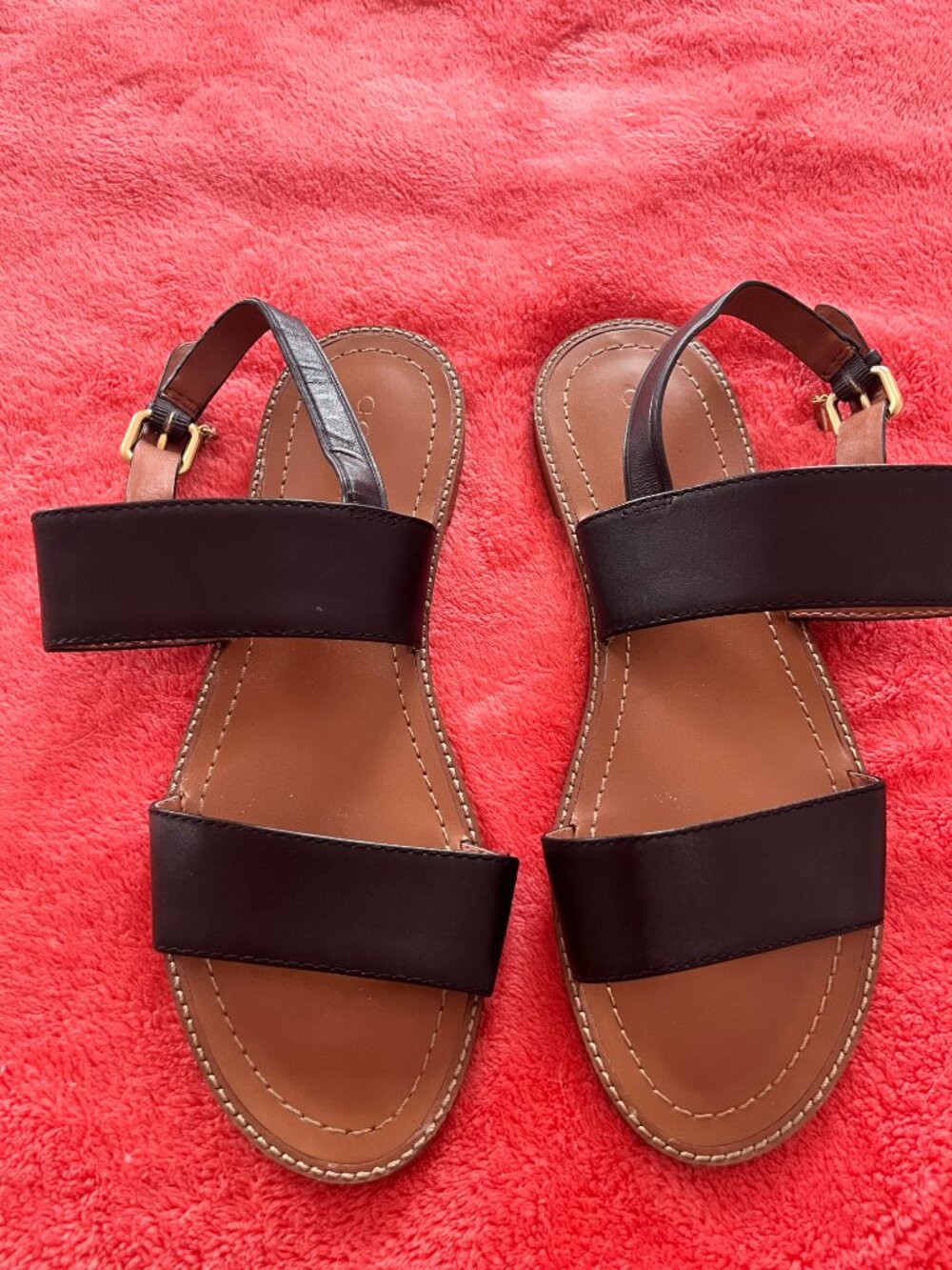 Coach Black Sandals with Gold Buckle